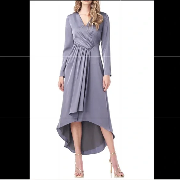KAY UNGER Helena Hi-Lo Charmeuse Midi Dress - NEW WITH TAG - Picture 1 of 10